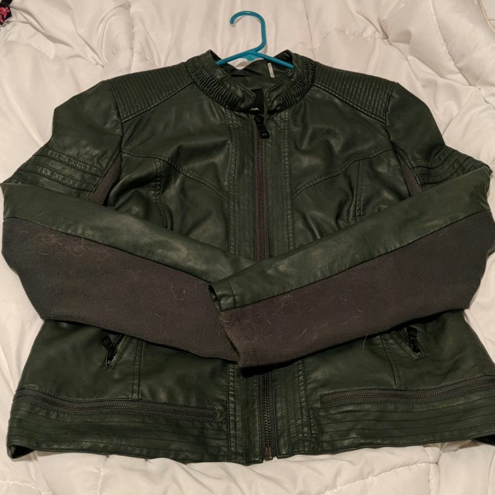 Sam Edelman--Dark green faux leather jacket! - Picture 2 of 7